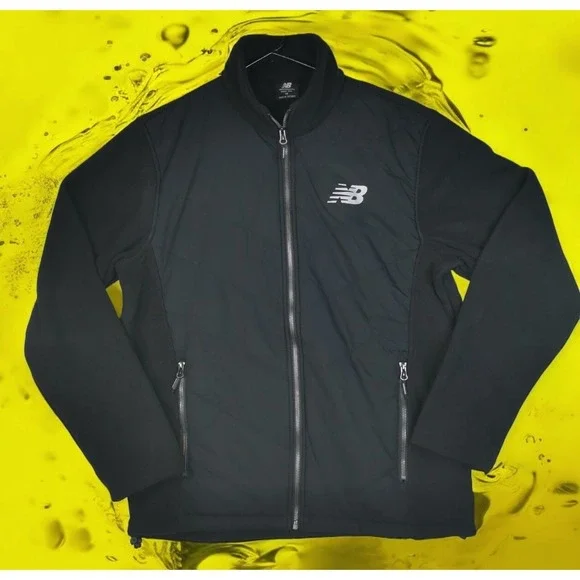 New Balance Fleece Black Men's Jacket Insulated Size M PIT TO PIT 22 IN NWT - Picture 1 of 8